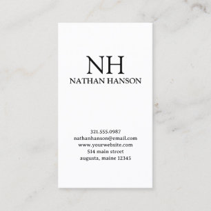 Simple Black and White Monogram Modern Business Card