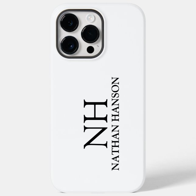 Simple Black and White Monogram Modern Case-Mate iPhone Case (Back)