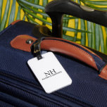 Simple Black and White Monogram Modern Luggage Tag<br><div class="desc">Modern luggage tag featuring a simple and minimal black and white design with your monogram in a bold font along with your name on the front.  The back has your contact info.</div>