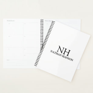 Simple Black and White Monogram Modern Planner