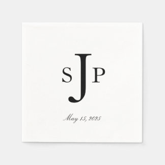 Simple Black and White Monogram Napkin