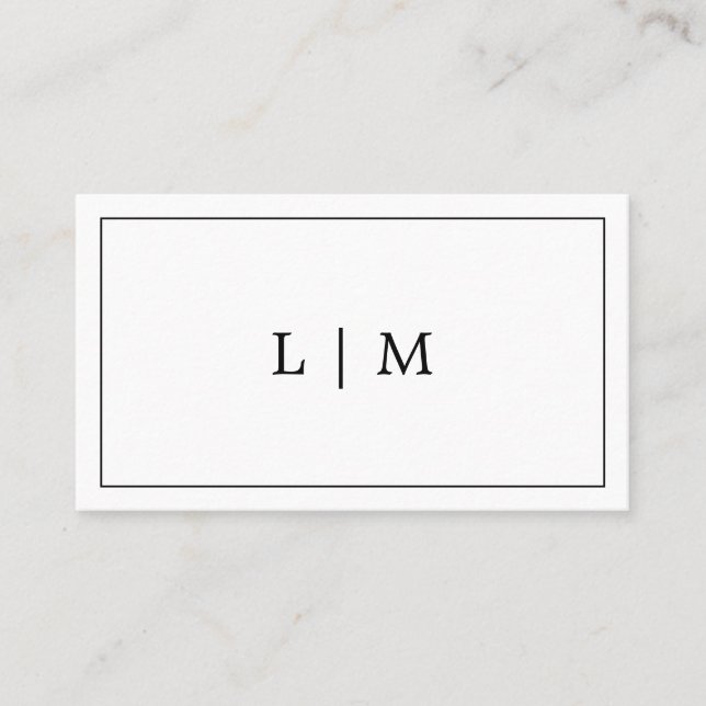 Simple Black and White Monogram Professional Business Card (Front)