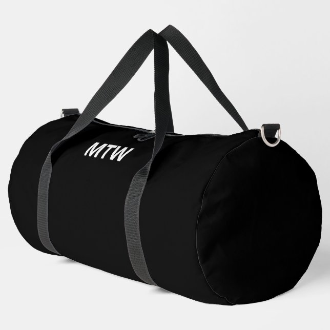 Simple Black and White Monogram Text Template Duffle Bag (Left Corner)