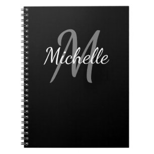 Simple Black and White Monogrammed Notebook