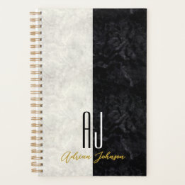 Simple Black and White Monogrammed Planner