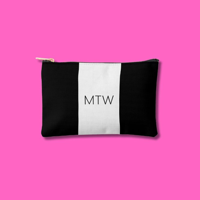Simple Black and White Monogrm Accessory Pouch (Creator Uploaded)