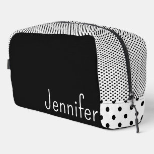 Simple Black and White Name Dots Dotted Dopp Kit