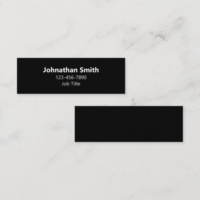 Simple Black and White Name Job Title Phone Number Mini Business Card (Front/Back)