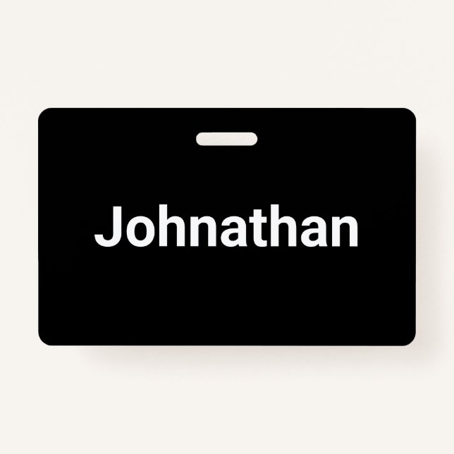 Simple Black and White Name Template ID Badge (Front)