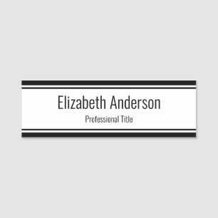 Simple Black and White Name Work Title Template Name Tag
