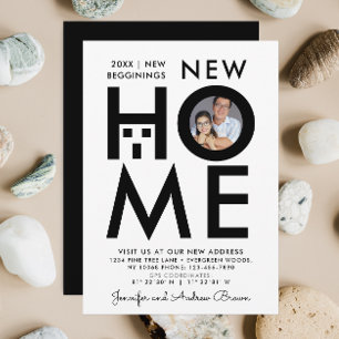 Simple Black And White New Home Photo Announcement
