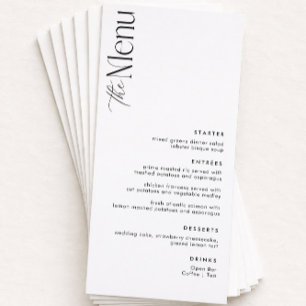 Simple Black and White Old Money Wedding  Menu