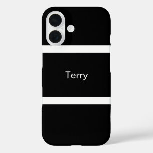 Simple Black And White Personalised iPhone 16 Case
