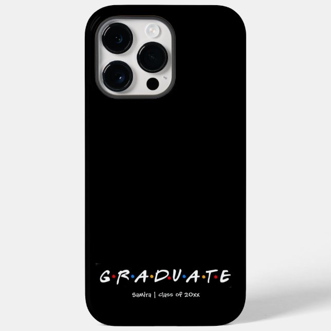 Simple Black and White Personalised Gradute Case-Mate iPhone Case (Back)