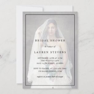 Simple Black and White Photo Elegant Bridal Shower Invitation