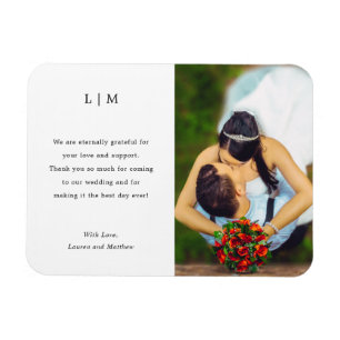 Simple Black and White Photo Elegant Wedding Magnet