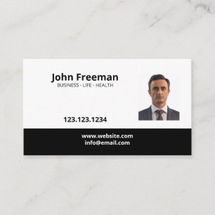 Simple Black and White Photo Insurance Agent Business Card