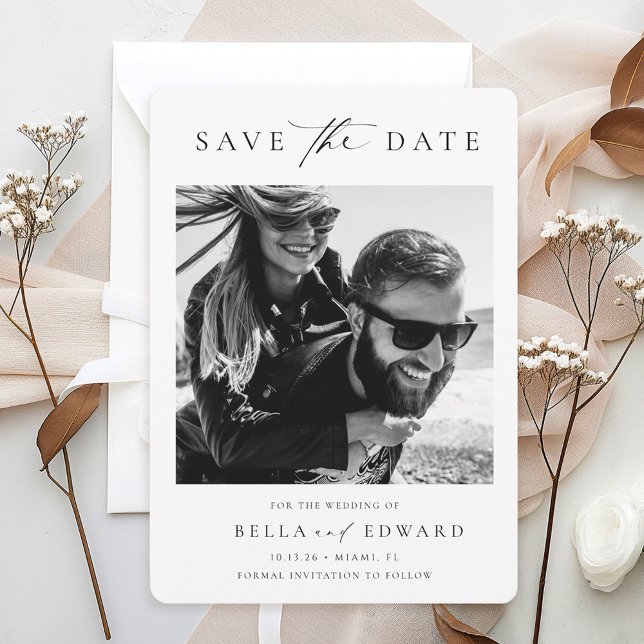 Simple Black and White Photo Wedding Save The Date (Creator Uploaded)