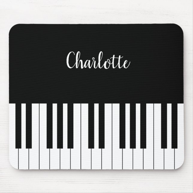 Simple Black and White Piano Keyboard Mouse Mat (Front)