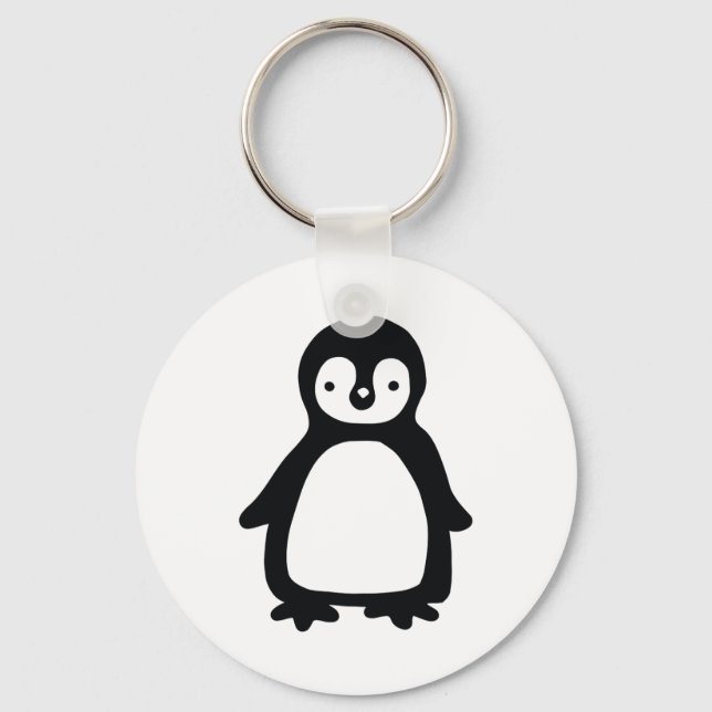 Simple black and white pinguin key ring (Front)