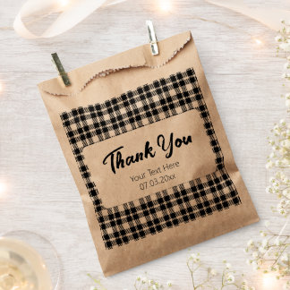 Simple black and white plaid gingham pattern favour bags