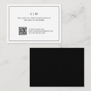 Simple Black and White QR Code Budget Wedding RSVP Card