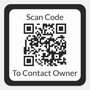 Simple Black and White QR Code Lost and Found Square Sticker