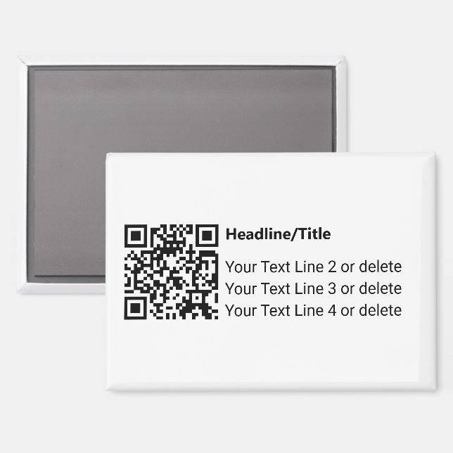 Simple Black and White QR Code with Text Template Magnet (Front/Back)