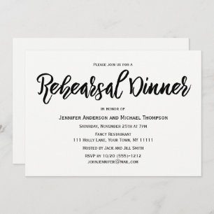 Simple Black and White  Rehearsal Dinner Invitation