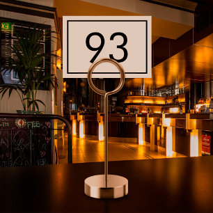 Simple Black and White Restaurant Table Number