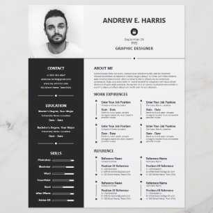 Simple Black and White Resume, CV + Letter