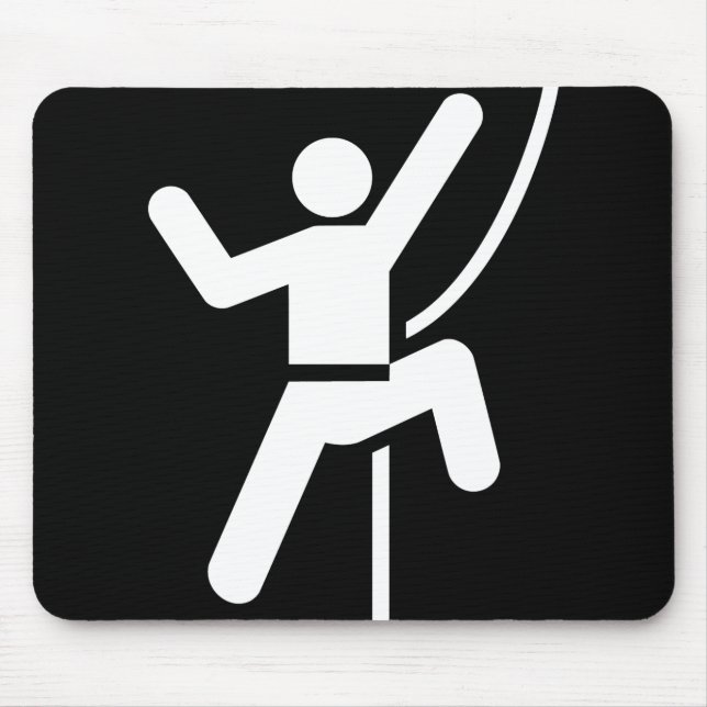 Simple Black and White Rock Climbing Icon Mouse Mat (Front)