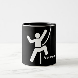 Simple Black and White Rock Climbing Icon Two-Tone Coffee Mug