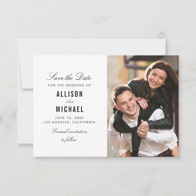 simple black and white save the date card (Front)