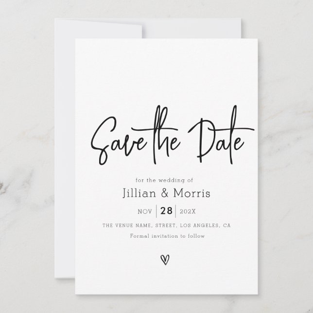 simple black and white save the date invitation (Front)