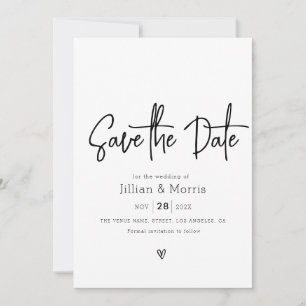 simple black and white save the date invitation