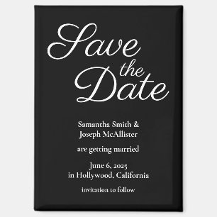 Simple Black and White Save the Date Magnet