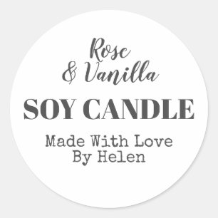 Simple Black And White Scented Soy Candle Classic Round Sticker