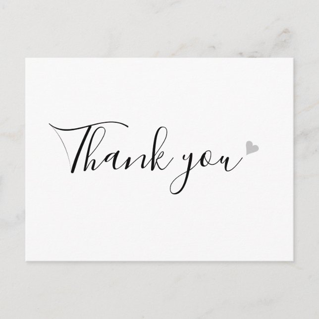 Simple Black and White Script Business Thank You Postcard (Front)
