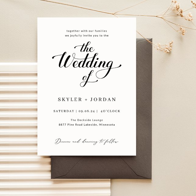 Simple Black and White Script Minimalist Wedding Invitation (Creator Uploaded)