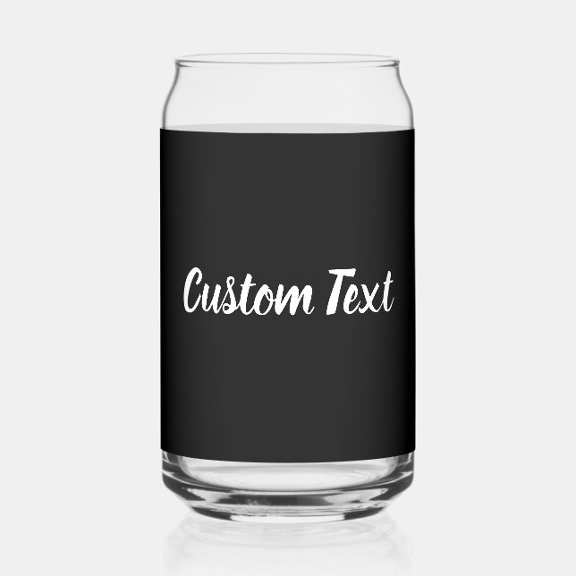 Simple Black and White Script Text Template Can Glass (Front)