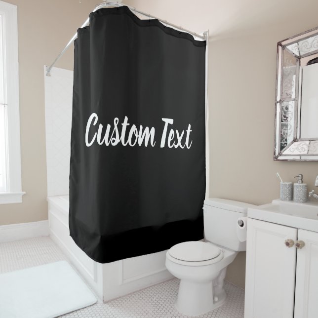 Simple Black and White Script Text Template Shower Curtain (In Situ)