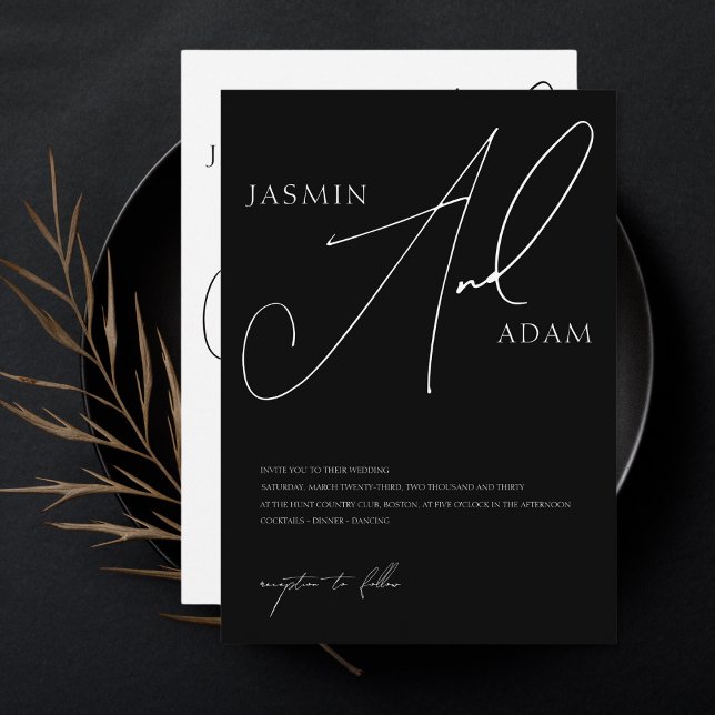Simple Black and White Script Typography Wedding Invitation (Creator Uploaded)