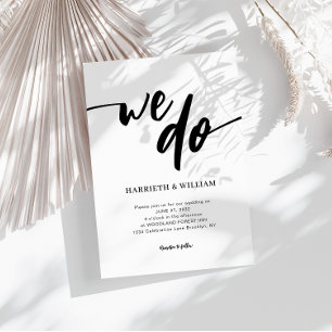 Simple Black and White Script We Do Wedding Invitation