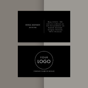 Simple Black and White Social Media Company Logo  Business Card