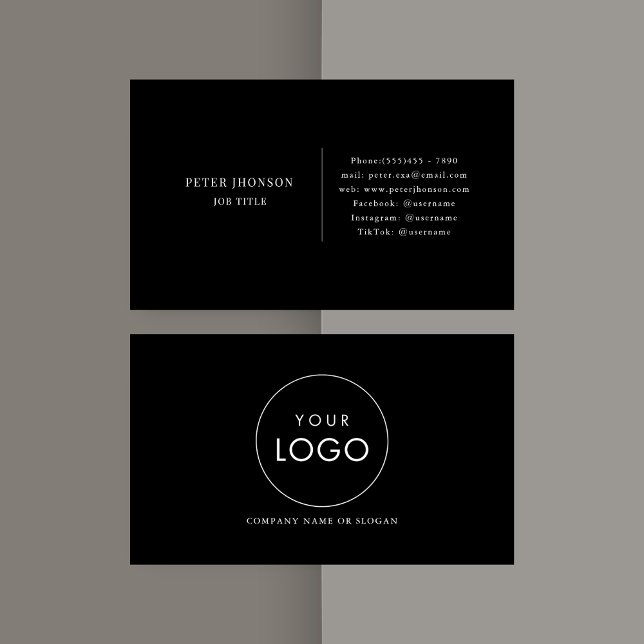 Simple Black and White Social Media Company Logo  Business Card (Creator Uploaded)