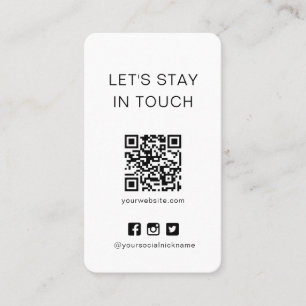 Simple Black and White Social Media QR Code Card