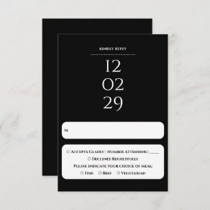 Simple Black And White Special Date Wedding RSVP Card