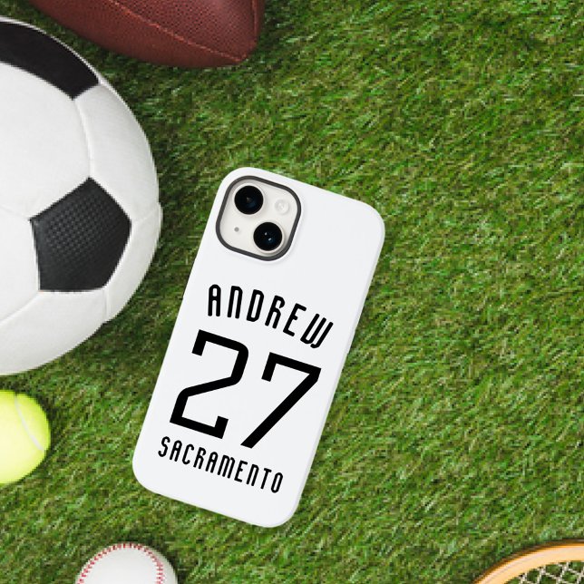 Simple Black and White Sports Number Case-Mate iPhone Case (Creator Uploaded)