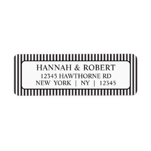 Simple Black and White Stripe Return Address